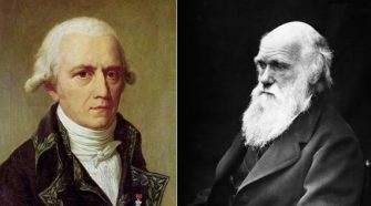 Darwin és Lamarck portréja.