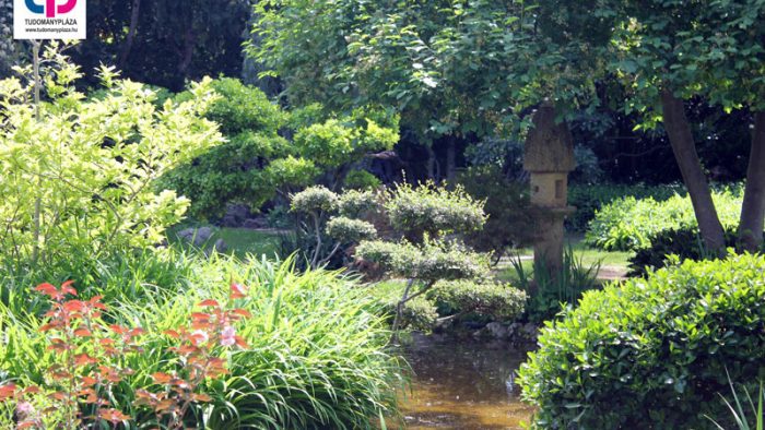 Többféle kőlámpás is található a kertben