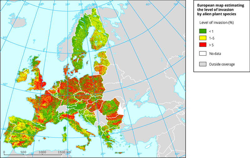 Invazív növényfajok 2015. Forrás: Eurostat