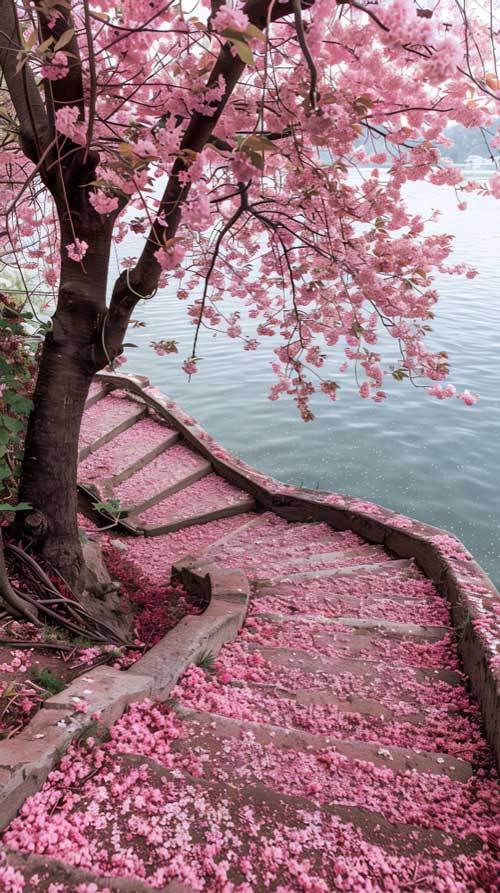 a teljes pompájú cseresznyevirágzás szépsége múlandó